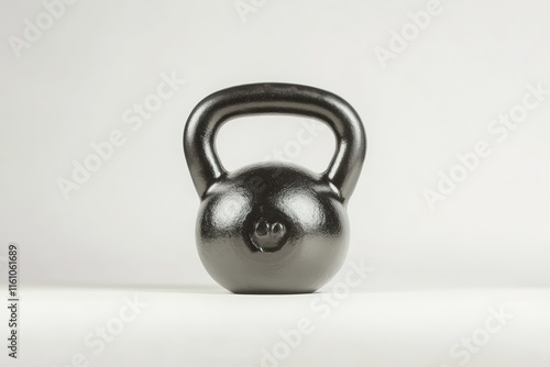 kettlebell sits against pure white background with wide margins on all sides for copy space photo