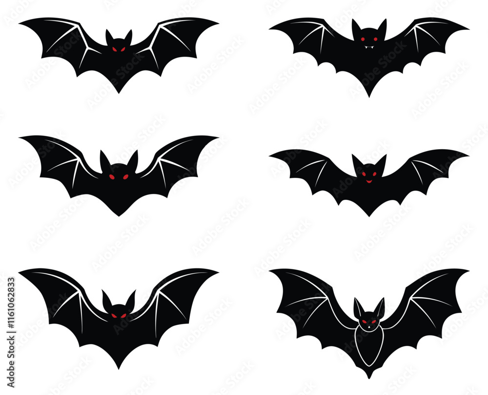 Halloween isolated black bat silhouettes for holiday Halloween isolated black bat silhouettes for holiday