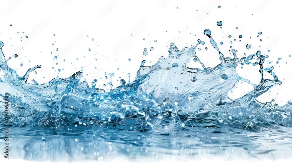 Water splashes in horizontal line. Water splashes in horizontal line.