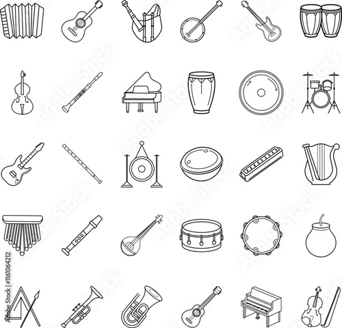 Musical Instruments Collection Strings, Percussion, Woodwinds, and Keys