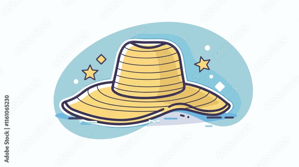 Sun Hat Outline Icon Isolated Flat Vector Sun Hat Outline Icon Isolated Flat Vector