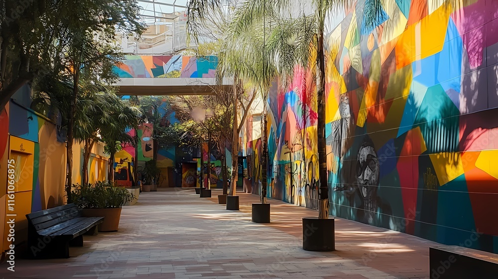 Vibrant Urban Oasis: A Colorful Street Art Walkway Vibrant Urban Oasis: A Colorful Street Art Walkway