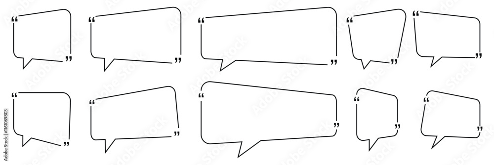 Obraz premium Quote box frame, big set. Quote text in speech bubble. Quote box icon. Vector illustration. EPS 10