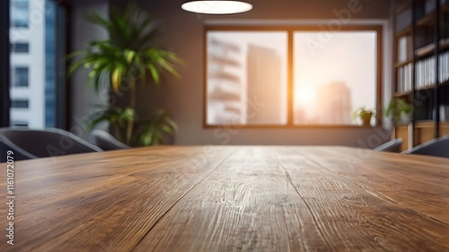 table top on office room blur background