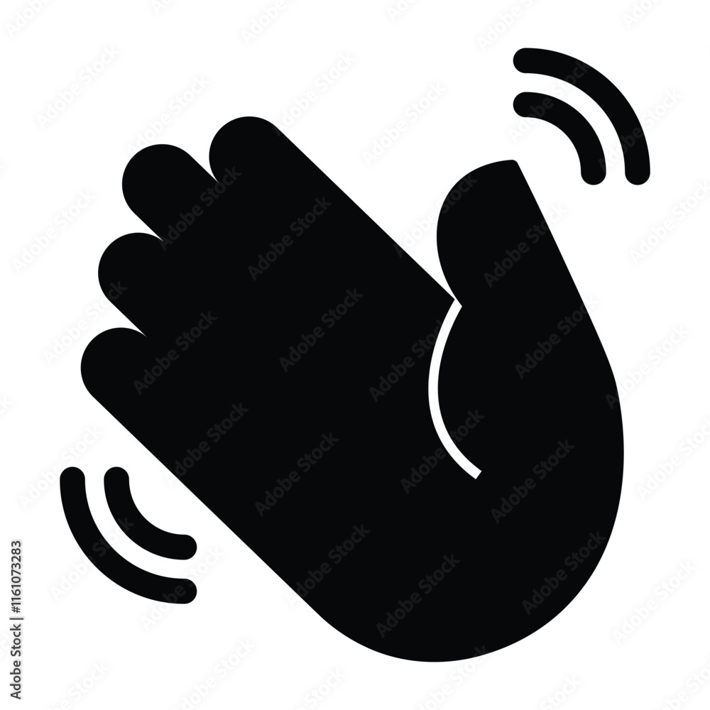 Fototapeta premium Flat Waving Hand Gesture Icon Symbol