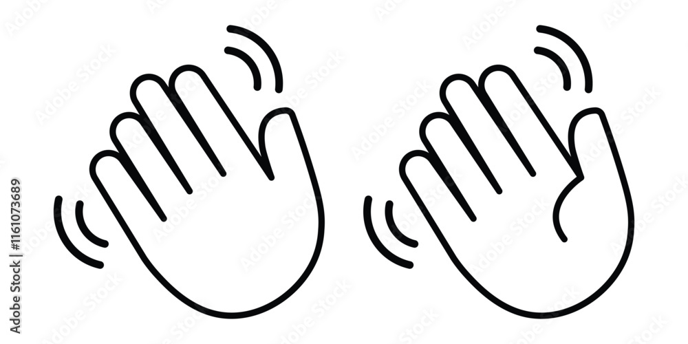 Wave hand line icon. Waving hand icon vector illustration. Wave hand line icon. Waving hand icon vector illustration.
