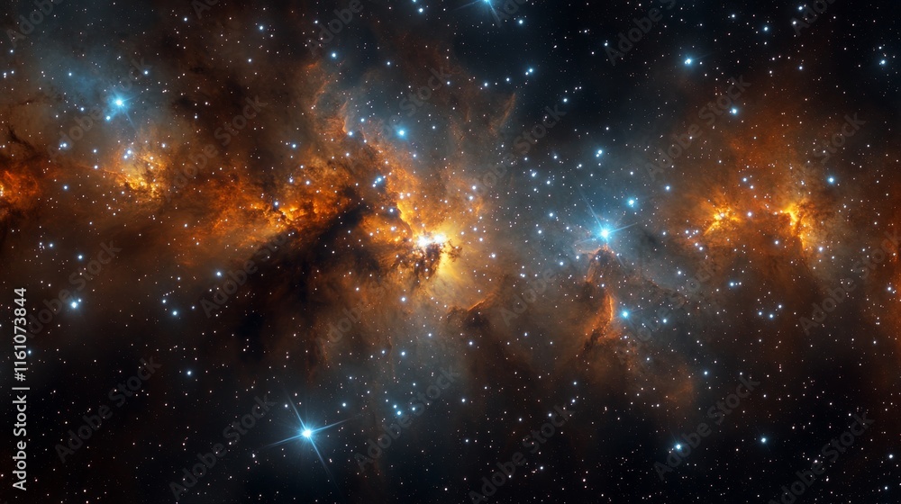 Obraz premium Cosmic nebula with bright stars and deep colors illuminated in the vast universe
