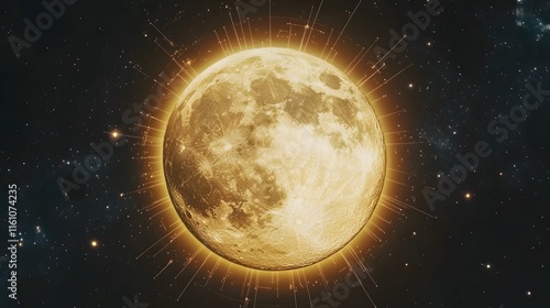 Celestial chart under a bright full moon