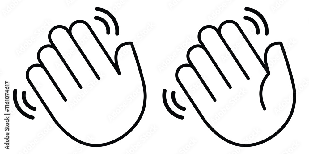 Wave hand line icon. Waving hand icon vector illustration. Wave hand line icon. Waving hand icon vector illustration.