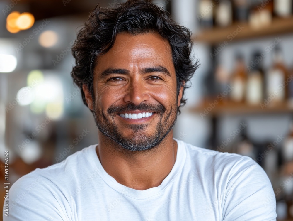 A smiling man in a casual setting with a warm atmosphere. A smiling man in a casual setting with a warm atmosphere.