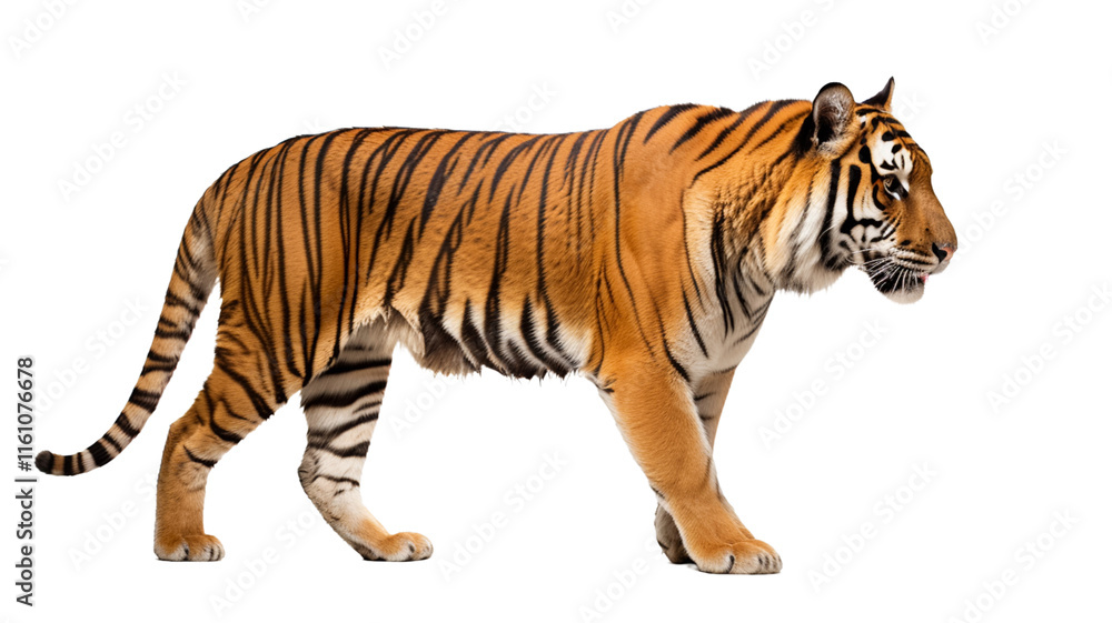 Obraz premium Tiger standing, isolated on transparent background. 