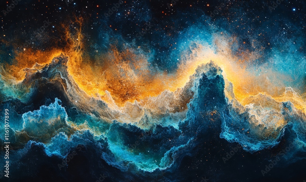 electric cascades pulse through radiant surreal cosmic landscapes., Generative AI electric cascades pulse through radiant surreal cosmic landscapes., Generative AI