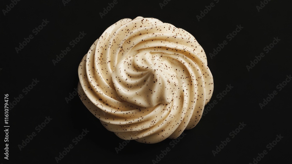 Creamy Sauce Whip with Spices in Decorative Swirl on Dark Background Capturing Rich Texture and Flavorful Appeal