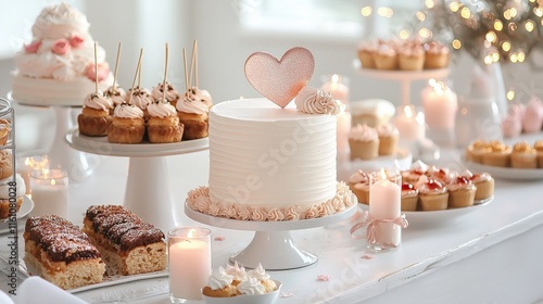 Wallpaper Mural A shimmering pink heart cake topper at a chic dessert table for a wedding reception Torontodigital.ca