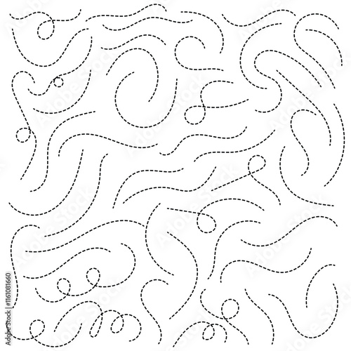Hand drawn dotted lines path on white background. Curved dotted line, Path travel dotted line trip dashed trace destination. Vector illustration. EPS 10