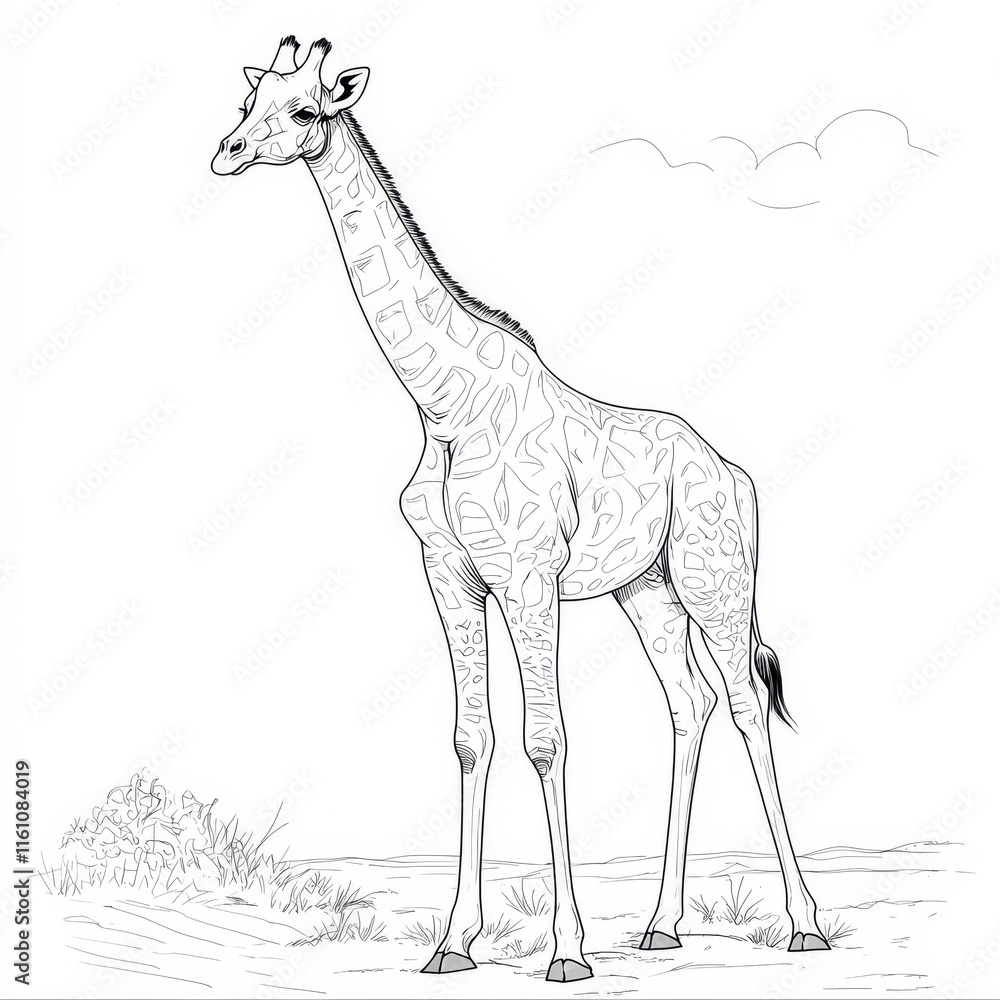 Fototapeta premium Giraffe coloring page