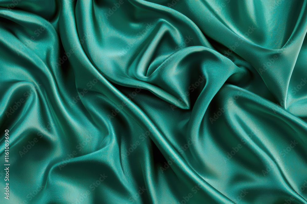 Obraz premium Emerald Green Satin Fabric Close-Up