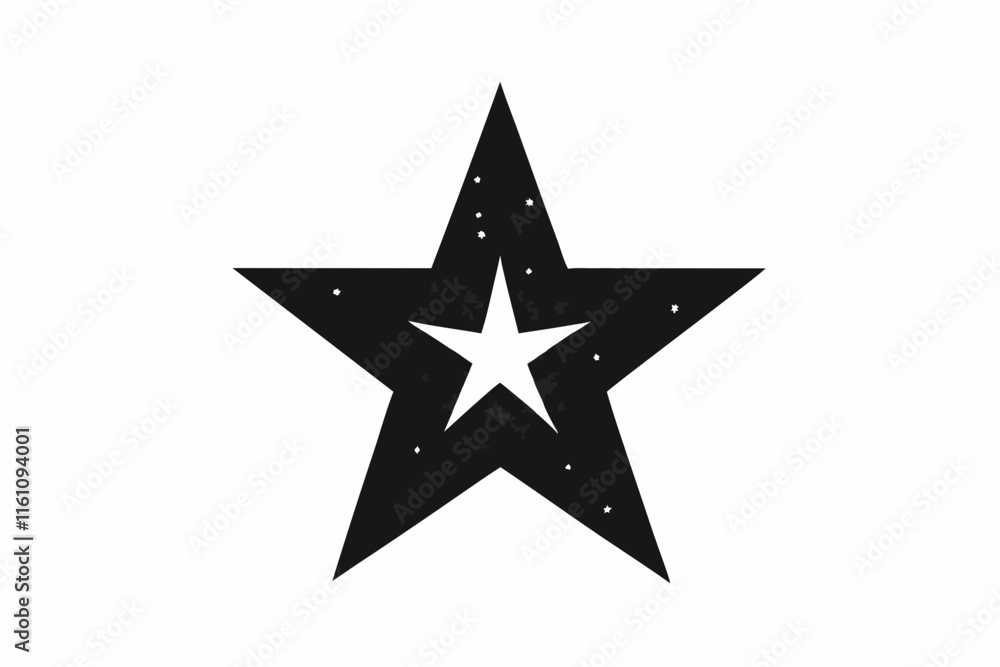 Obraz premium Glittering Star Icon - Black Silhouette Vector On White Background.