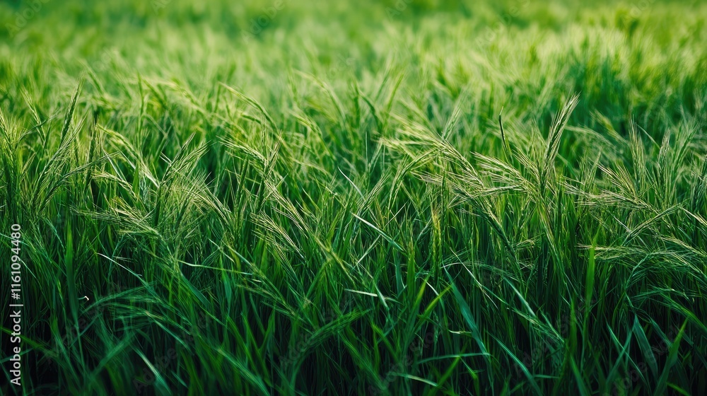 Obraz premium Lush Green Cornfield Texture Background Ideal for Nature and Agricultural Themes with Ample Copyspace for Text or Graphics