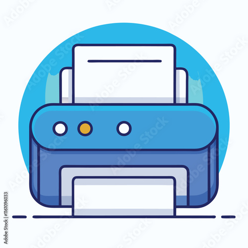 Wallpaper Mural Cute Printer with Paper Cartoon Vector Illustration. Torontodigital.ca