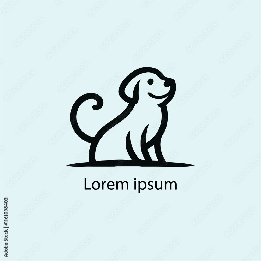 Fototapeta premium A minimalist black silhouette of a cute cartoon-style animal resembling a fox or cat