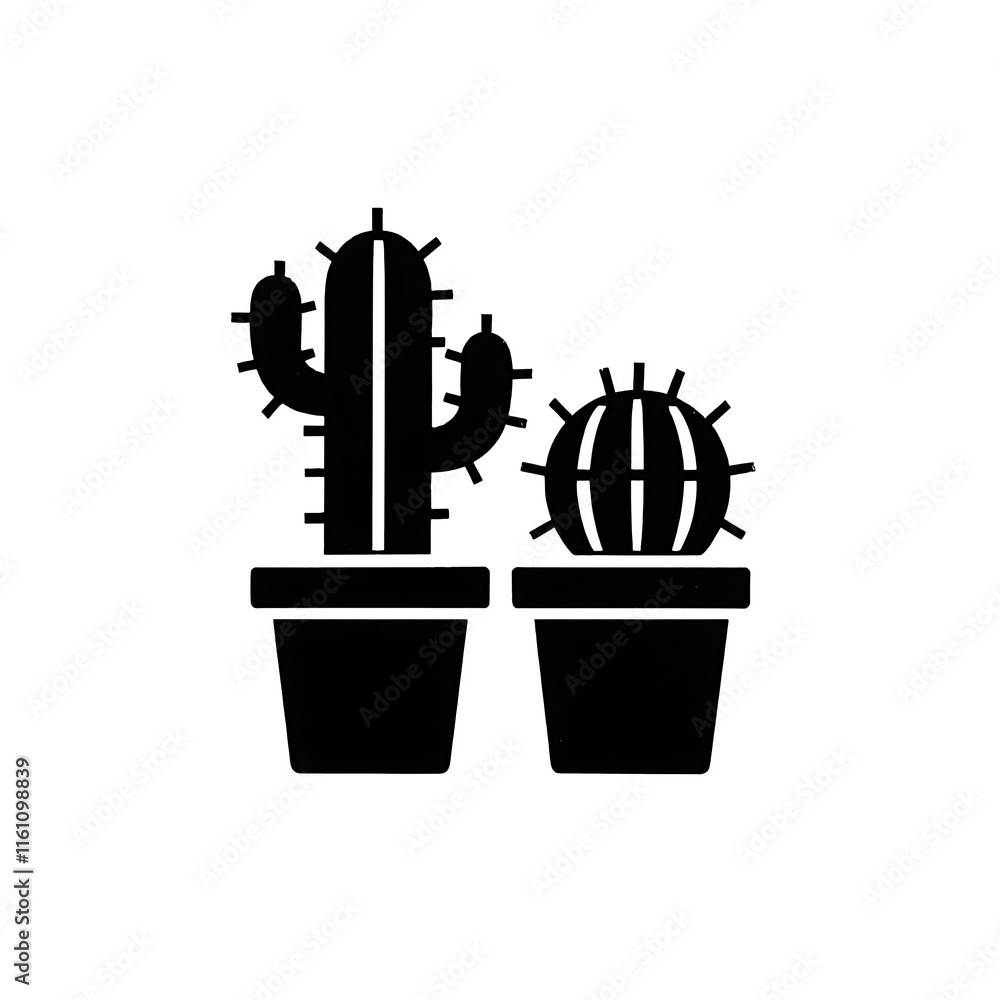 Illustration of a cactus in a pot. Illustration of a cactus in a pot.