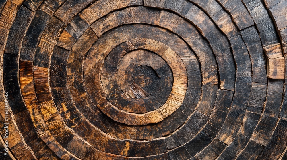 Natural rustic wood log slices displayed in circular pattern providing textured backdrop and wall panel design for creative backgrounds Natural rustic wood log slices displayed in circular pattern providing textured backdrop and wall panel design for creative backgrounds