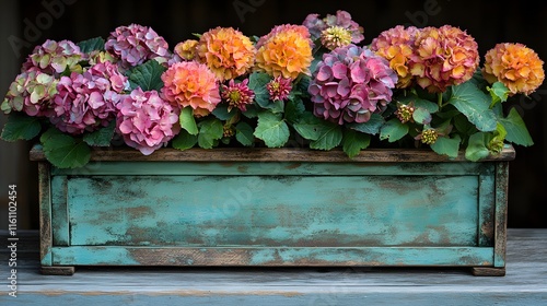 A Beautifully Styled Mint Mambo Square Flower Box with Vibrant Indoor Floral Arrangements photo