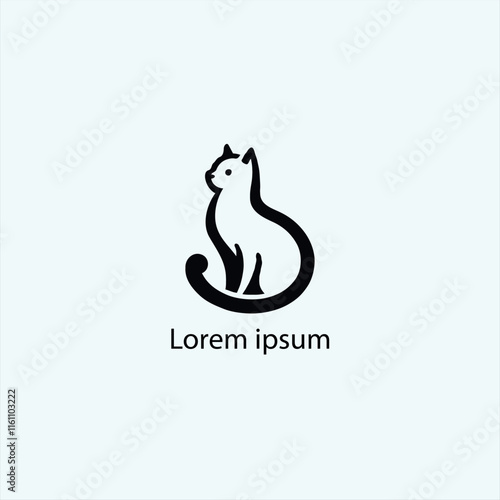 A minimalist black silhouette of a cute cartoon-style animal resembling a fox or cat