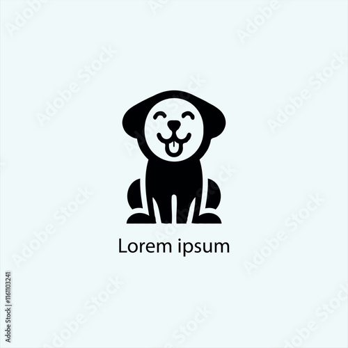 A minimalist black silhouette of a cute cartoon-style animal resembling a fox or cat