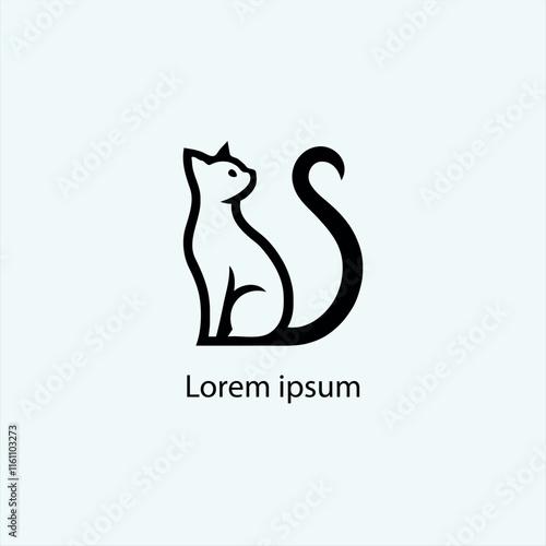 A minimalist black silhouette of a cute cartoon-style animal resembling a fox or cat