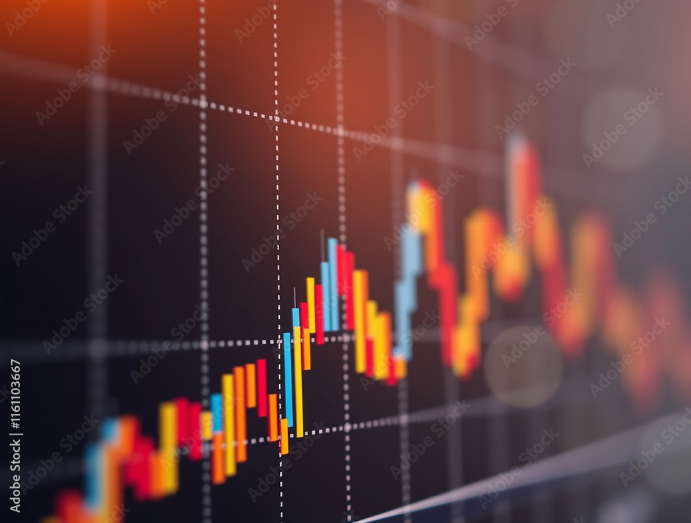 Dynamic Financial Chart with Red Line Trends on Black Background Dynamic Financial Chart with Red Line Trends on Black Background