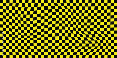 Wavy checker board pattern. Coloring checker pattern vector illustration. Chess board icon. Wavy chess board. 