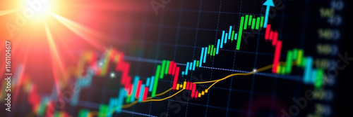 Wallpaper Mural Dynamic Financial Chart with Red Line Trends on Black Background Torontodigital.ca