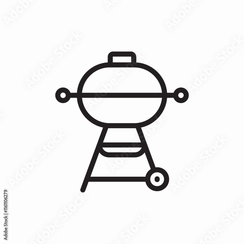 Outdoor barbecue grill cooking equipment icon vector sign
