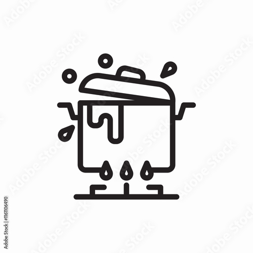 Boiling soup cooking pot kitchen icon vector sign

