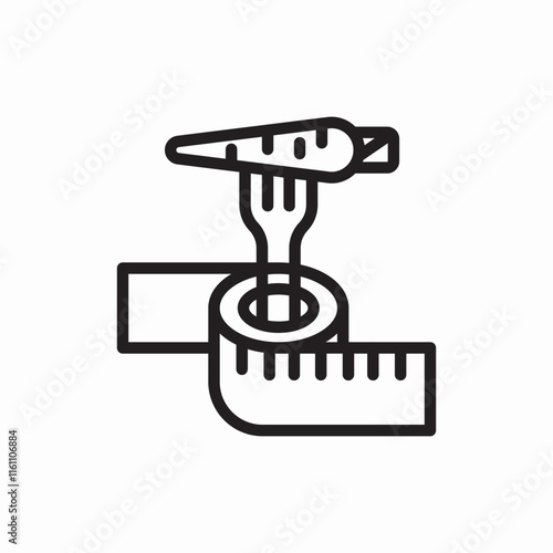 measuring tape carrot icon vector sign