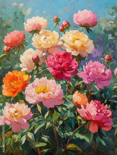 Wallpaper Mural Vibrant Peony Flowers Blooming in Sunny Garden Setting Torontodigital.ca