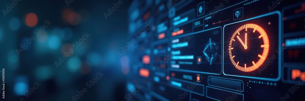 Time management strategies with clock interfaces digital workspace data visualization modern technology close-up perspective Time management strategies with clock interfaces digital workspace data visualization modern technology close-up perspective