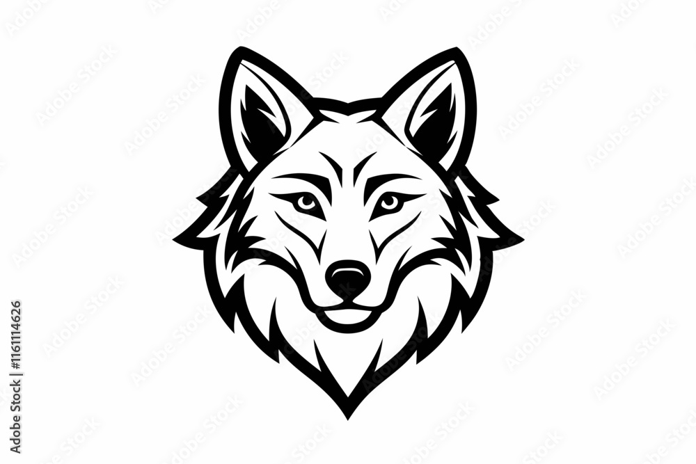 Naklejka premium Continuous Line Art Wolf Head Icon ,Wolf head black silhouette Vector illustration. Wolf Head Vintage Logo Stock Vector.