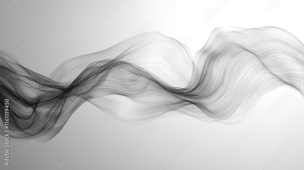 Flowing abstract lines create a minimalist black-and-white composition Flowing abstract lines create a minimalist black-and-white composition