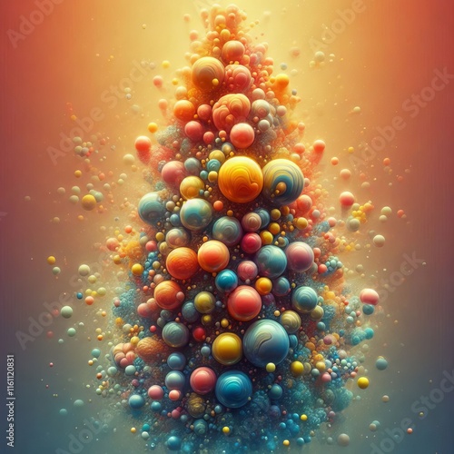 83 Bubbles A cluster of colorful bubbles floating upwards Izobra photo