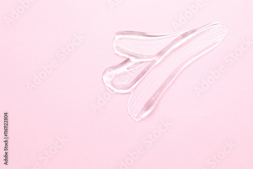 Gel texture swatches on color background. Close up of aloe vera skin care product 
