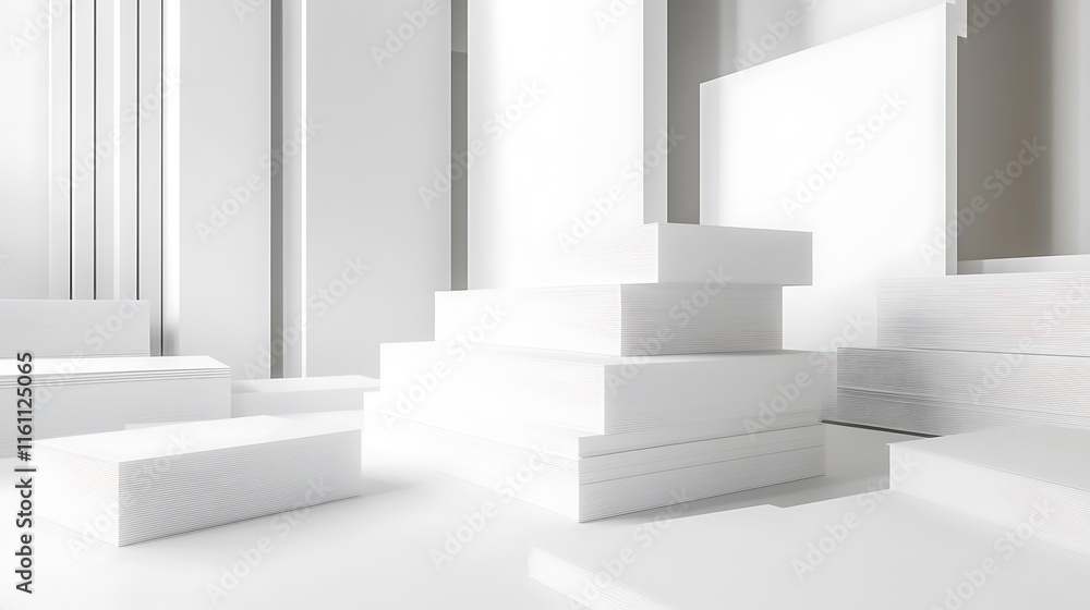 Obraz premium Blank business card mockup on white textured background 3d illustration 3d rendering card template