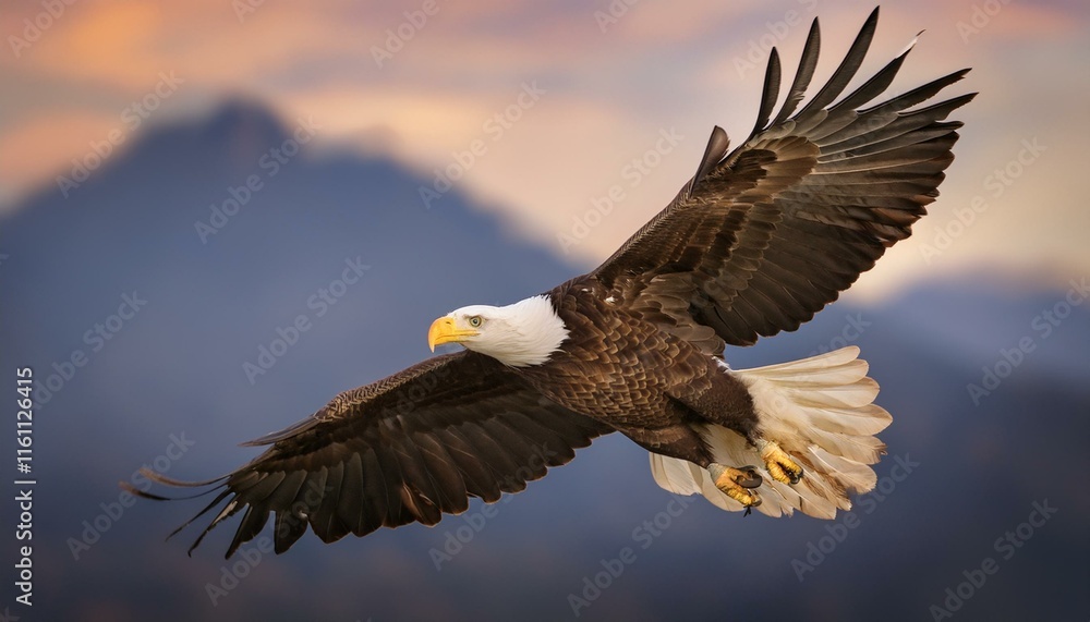 Fototapeta premium american bald eagle in flight americana concept