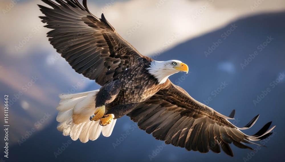 Fototapeta premium american bald eagle in flight americana concept