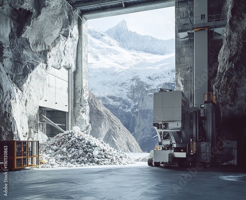 A Photo of an Industrial Waste Incinerator in the Swiss Alps

 photo