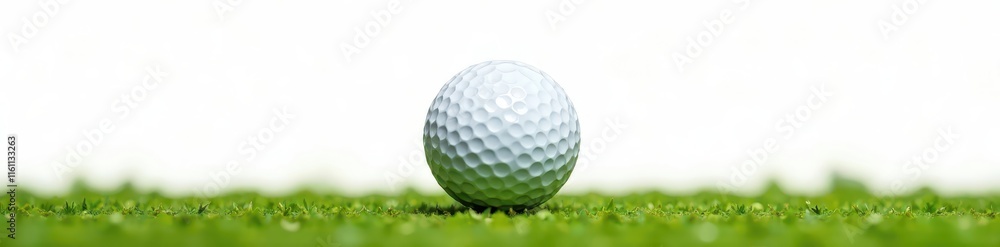 Golf ball, centered, against pure white backdrop , competition, studio shot Golf ball, centered, against pure white backdrop , competition, studio shot