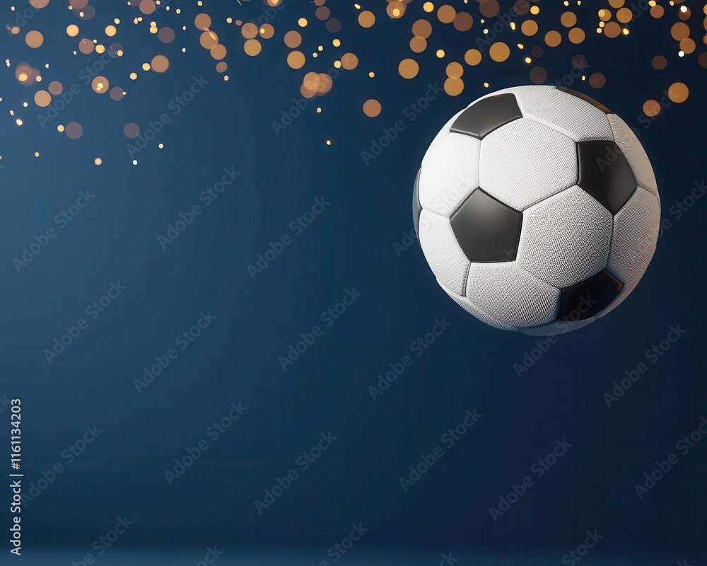 Obraz premium Bouncing ball hitting a goal with celebratory sparks, 3D illustration
