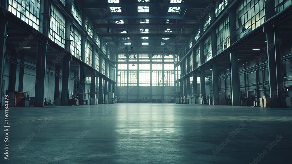 Spacious Industrial Concrete Floor Inside a Factory Environment Spacious Industrial Concrete Floor Inside a Factory Environment